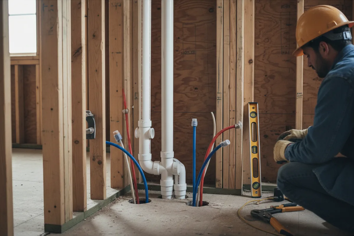 Drain and supply rough-in during Garbage Disposal Repair in Logansport